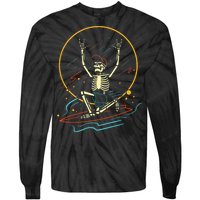 Halloween Funny Skeleton Surfing Rad Surfer Tie-Dye Long Sleeve Shirt