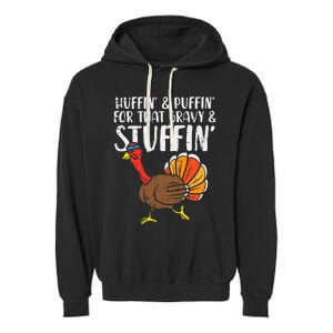 Huffin For Stuffin Running Turkey Garment-Dyed Fleece Hoodie