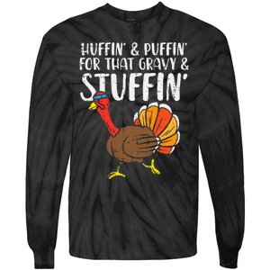 Huffin For Stuffin Running Turkey Tie-Dye Long Sleeve Shirt