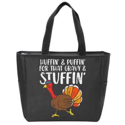 Huffin For Stuffin Running Turkey Zip Tote Bag