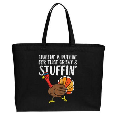 Huffin For Stuffin Running Turkey Cotton Canvas Jumbo Tote