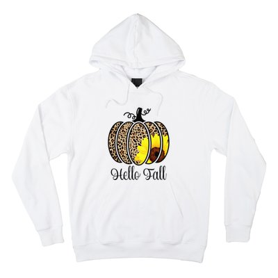 Hello Fall Sunflower Pumpkin Fall YAll Leopard Autumn Hoodie