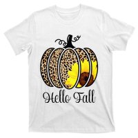 Hello Fall Sunflower Pumpkin Fall YAll Leopard Autumn T-Shirt