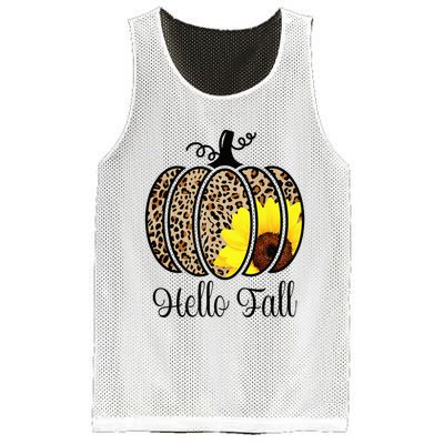 Hello Fall Sunflower Pumpkin Fall YAll Leopard Autumn Mesh Reversible Basketball Jersey Tank