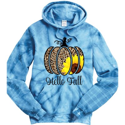 Hello Fall Sunflower Pumpkin Fall YAll Leopard Autumn Tie Dye Hoodie