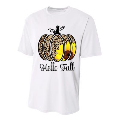 Hello Fall Sunflower Pumpkin Fall YAll Leopard Autumn Performance Sprint T-Shirt