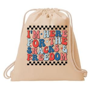 Here For Snacks And Freedom 4th Of July Drawstring Bag