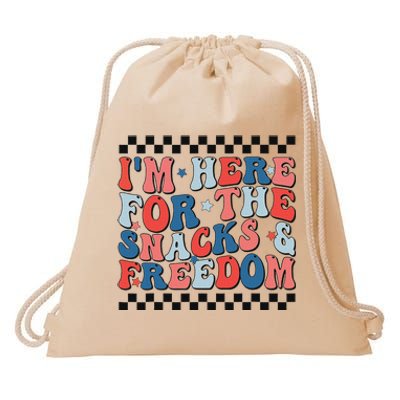 Here For Snacks And Freedom 4th Of July Drawstring Bag