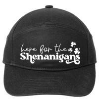 Here For Shenanigans Lucky Shamrock St Patricks Day 7-Panel Snapback Hat