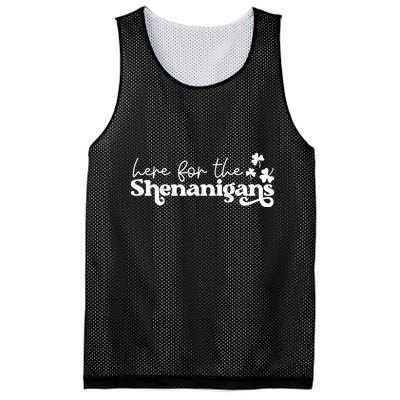 Here For Shenanigans Lucky Shamrock St Patricks Day Mesh Reversible Basketball Jersey Tank