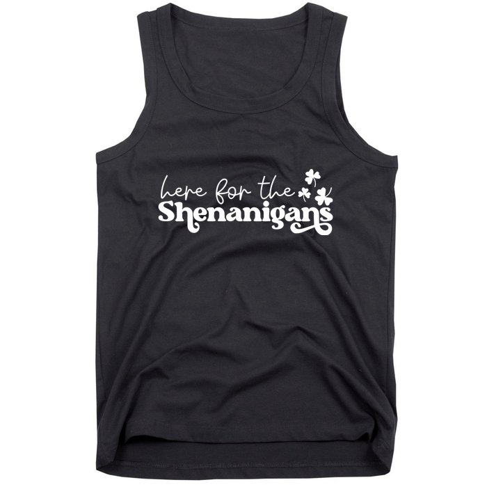 Here For Shenanigans Lucky Shamrock St Patricks Day Tank Top