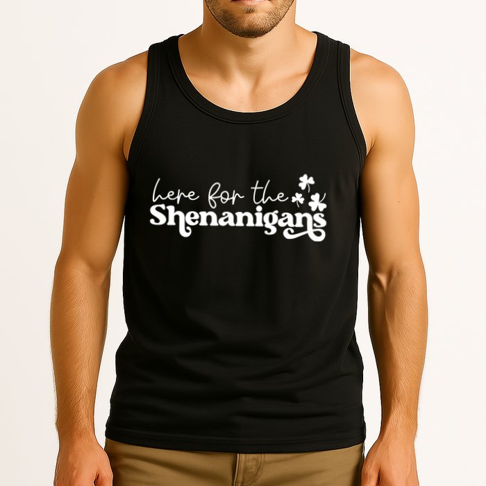 Here For Shenanigans Lucky Shamrock St Patricks Day Tank Top