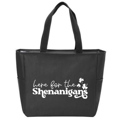 Here For Shenanigans Lucky Shamrock St Patricks Day Zip Tote Bag