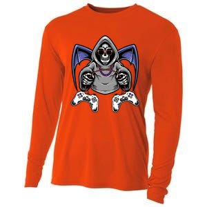 Halloween Funny Scary Skeleton Gamer Costume Cool Gift Cooling Performance Long Sleeve Crew