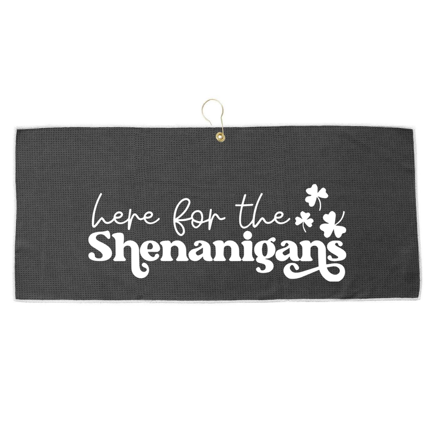 Here For Shenanigans Large Microfiber Waffle Golf Towel