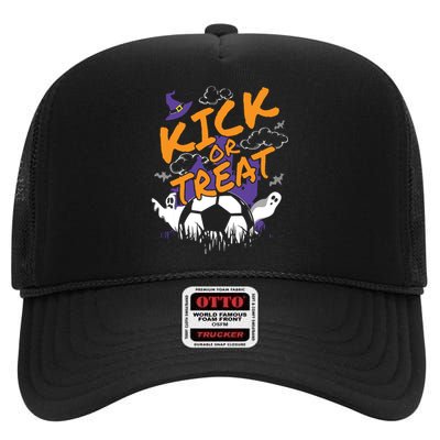 Halloween For Soccer Players With A Soccer Ball High Crown Mesh Back Trucker Hat