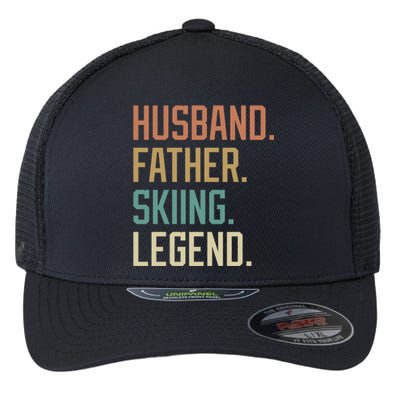 Husband Father Skiing Legend Gift For Dad Flexfit Unipanel Trucker Cap