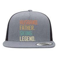 Husband Father Skiing Legend Gift For Dad Flat Bill Trucker Hat