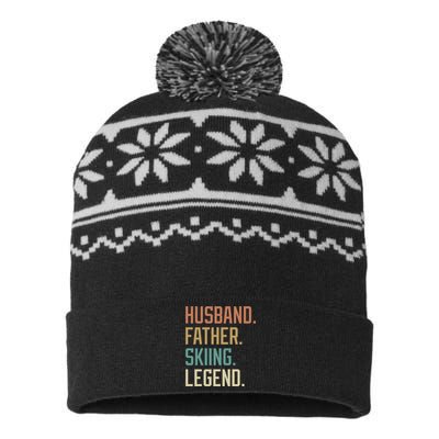 Husband Father Skiing Legend Gift For Dad USA-Made Snowflake Beanie