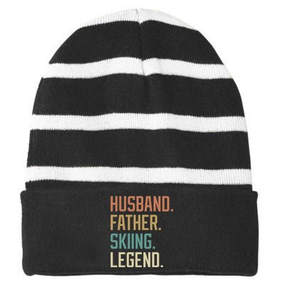 Husband Father Skiing Legend Gift For Dad Striped Beanie with Solid Band