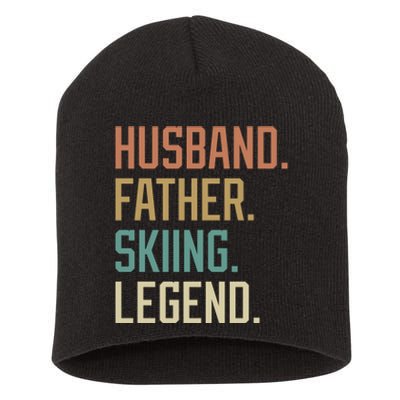 Husband Father Skiing Legend Gift For Dad Short Acrylic Beanie