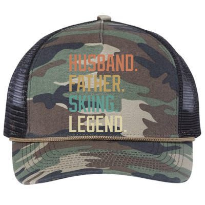 Husband Father Skiing Legend Gift For Dad Retro Rope Trucker Hat Cap