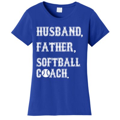 Husband Father Softball Coach Softball Dad For Fathers Day Great Gift Women's T-Shirt