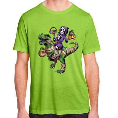 Halloween Funny Skeleton Riding Mummy Dinosaur Trex Great Gift Adult ChromaSoft Performance T-Shirt