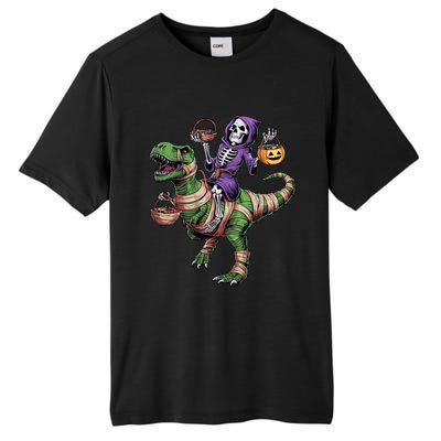 Halloween Funny Skeleton Riding Mummy Dinosaur Trex Great Gift Tall Fusion ChromaSoft Performance T-Shirt