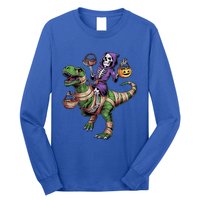 Halloween Funny Skeleton Riding Mummy Dinosaur Trex Great Gift Long Sleeve Shirt