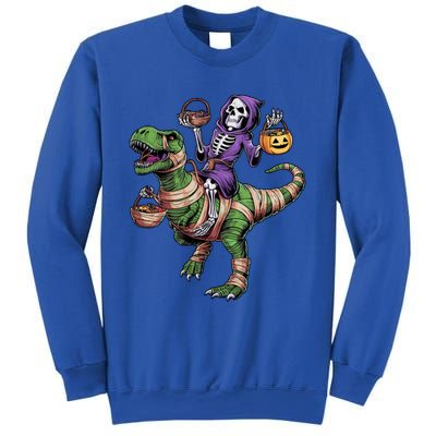 Halloween Funny Skeleton Riding Mummy Dinosaur Trex Great Gift Sweatshirt