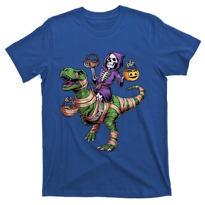 Halloween Funny Skeleton Riding Mummy Dinosaur Trex Great Gift T-Shirt