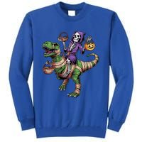 Halloween Funny Skeleton Riding Mummy Dinosaur Trex Great Gift Tall Sweatshirt