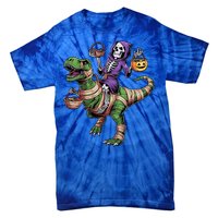 Halloween Funny Skeleton Riding Mummy Dinosaur Trex Great Gift Tie-Dye T-Shirt