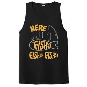 Here Fishy Saying Fishing Lovers Funny Fish Gift PosiCharge Competitor Tank