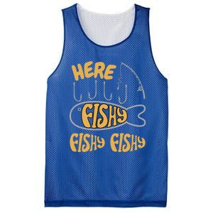 Here Fishy Saying Fishing Lovers Funny Fish Gift Mesh Reversible Basketball Jersey Tank