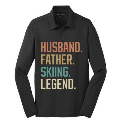 Husband Father Skiing Legend Fathers Day Birthday Meaningful Gift Silk Touch Performance Long Sleeve Polo