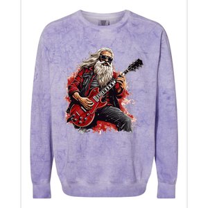 Happy festive Season for Motorcycle Santa and Guitar Lovers Colorblast Crewneck Sweatshirt