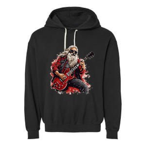 Happy festive Season for Motorcycle Santa and Guitar Lovers Garment-Dyed Fleece Hoodie