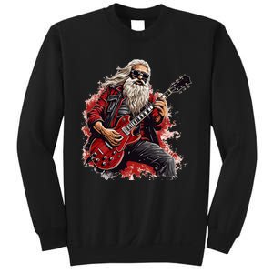 Happy festive Season for Motorcycle Santa and Guitar Lovers Sweatshirt