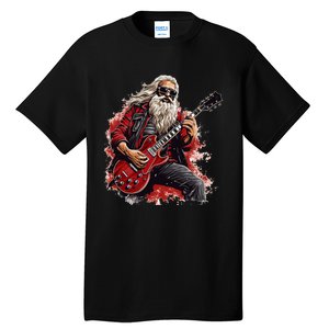 Happy festive Season for Motorcycle Santa and Guitar Lovers Tall T-Shirt