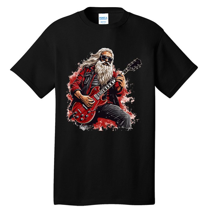 Happy festive Season for Motorcycle Santa and Guitar Lovers Tall T-Shirt