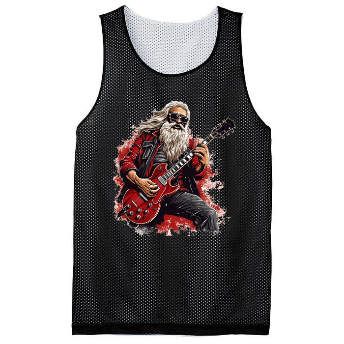 Happy festive Season for Motorcycle Santa and Guitar Lovers Mesh Reversible Basketball Jersey Tank