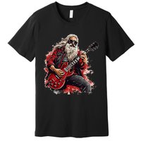 Happy festive Season for Motorcycle Santa and Guitar Lovers Premium T-Shirt