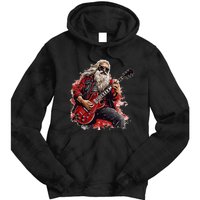 Happy festive Season for Motorcycle Santa and Guitar Lovers Tie Dye Hoodie