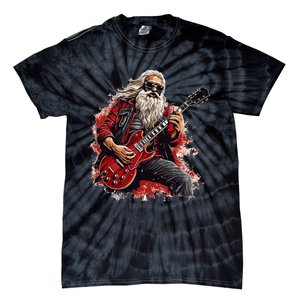 Happy festive Season for Motorcycle Santa and Guitar Lovers Tie-Dye T-Shirt