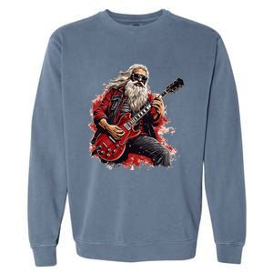 Happy festive Season for Motorcycle Santa and Guitar Lovers Garment-Dyed Sweatshirt