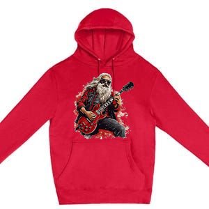 Happy festive Season for Motorcycle Santa and Guitar Lovers Premium Pullover Hoodie