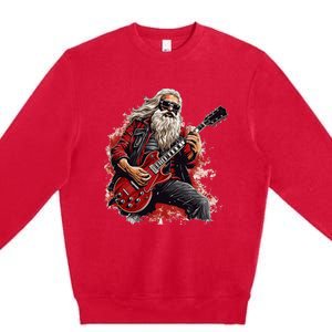 Happy festive Season for Motorcycle Santa and Guitar Lovers Premium Crewneck Sweatshirt