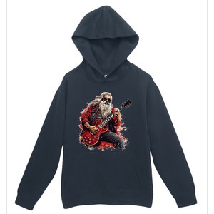 Happy festive Season for Motorcycle Santa and Guitar Lovers Urban Pullover Hoodie